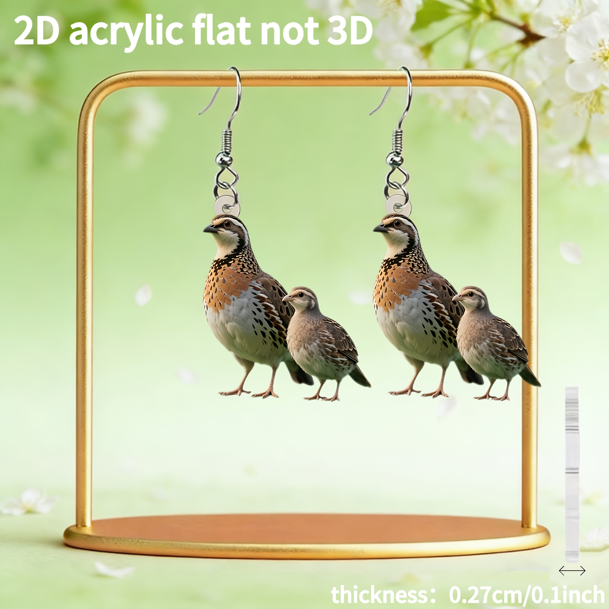 Women's 2D Flat Pigeon Design Acrylic Dangle Earrings